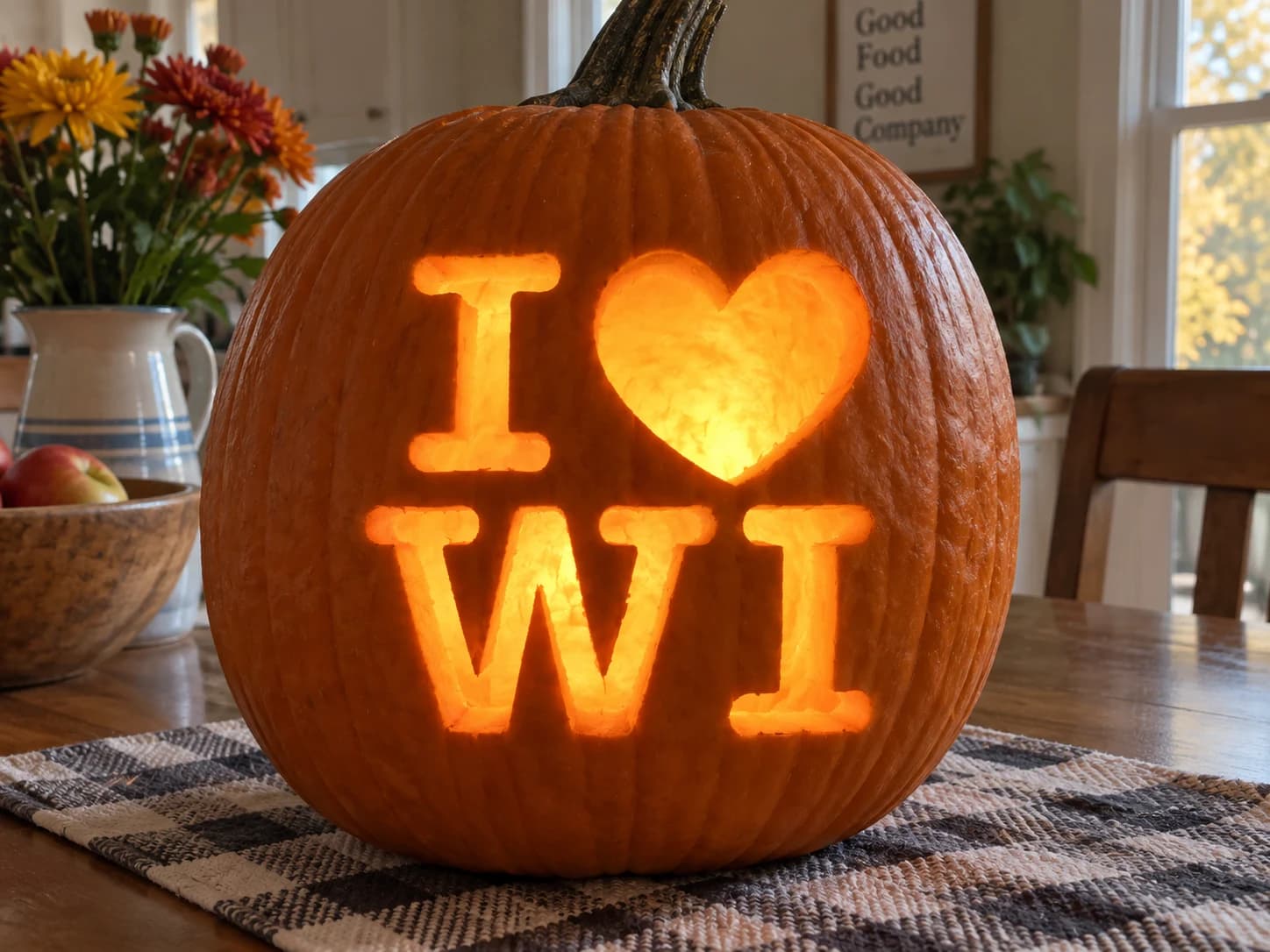 I Love Wisconsin Pumpkin Stencil