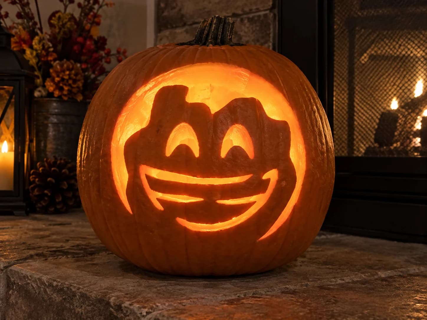Smiling Emoji Pumpkin Stencil pumpkin carving stencil