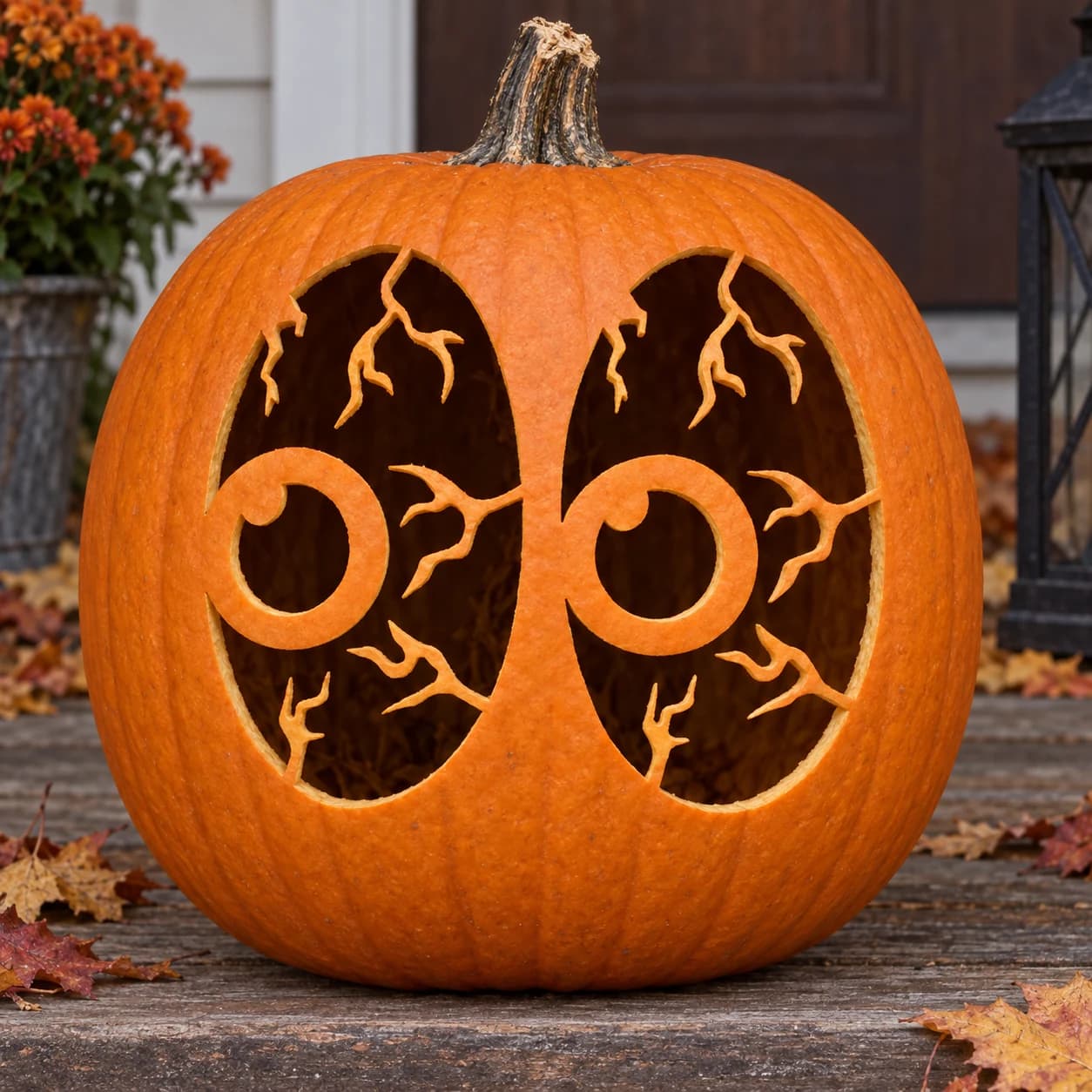Bloodshot Eyes Emoji Pumpkin Stencil