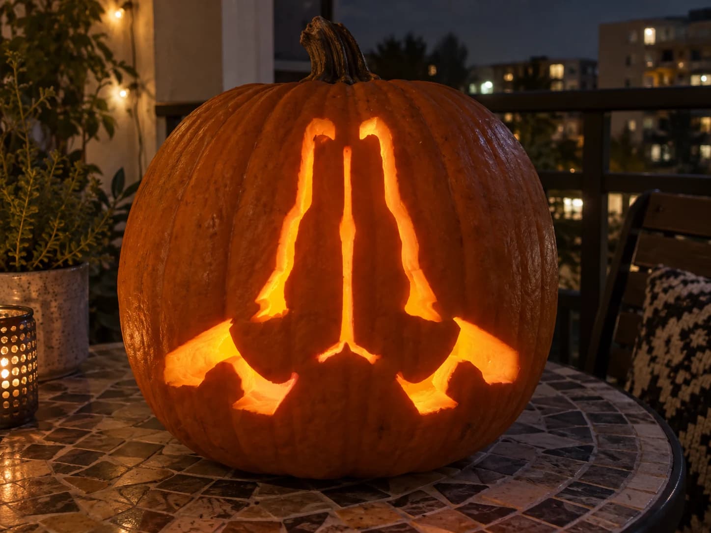 Folded Hands Emoji Pumpkin Stencil