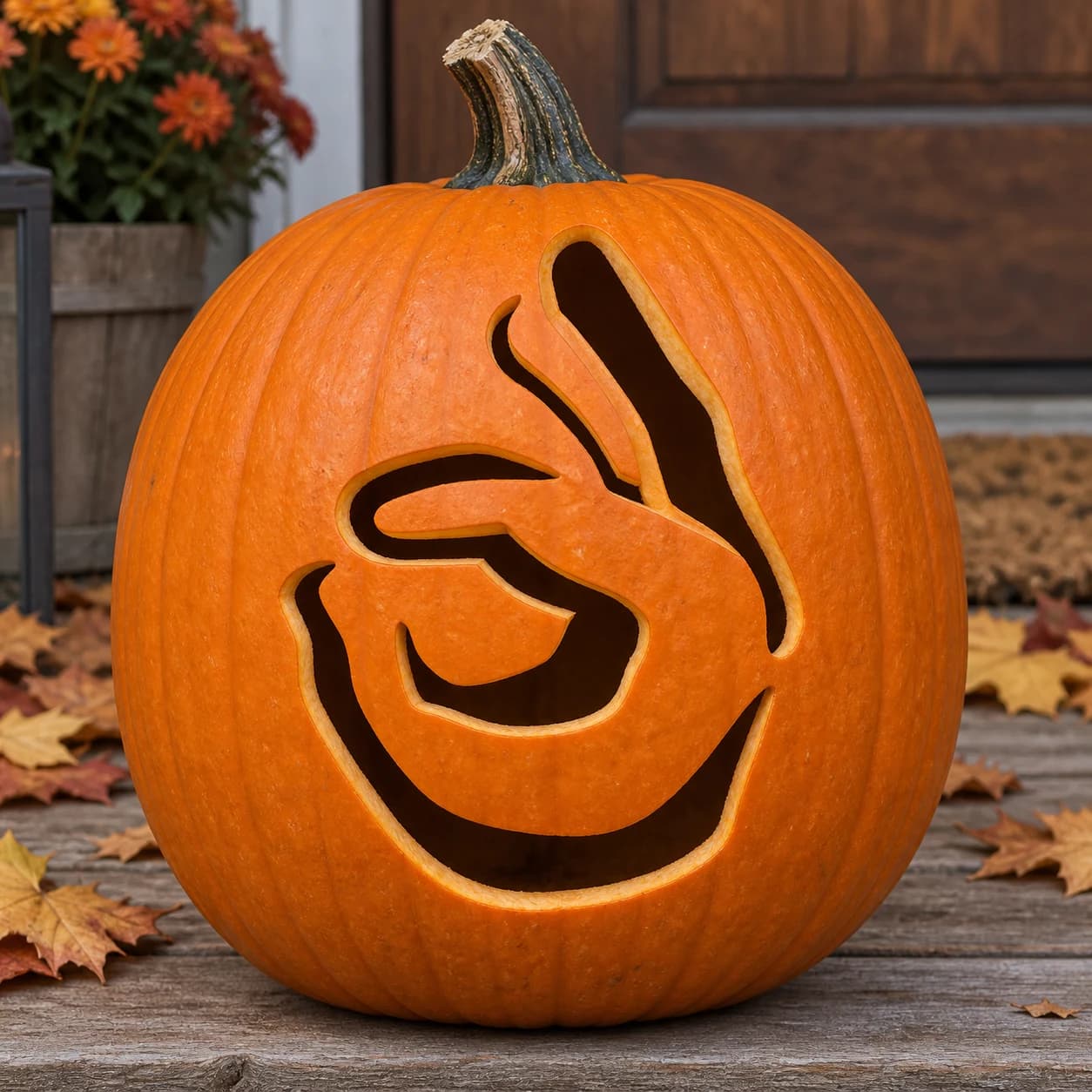 OK Hand Emoji Pumpkin Stencil