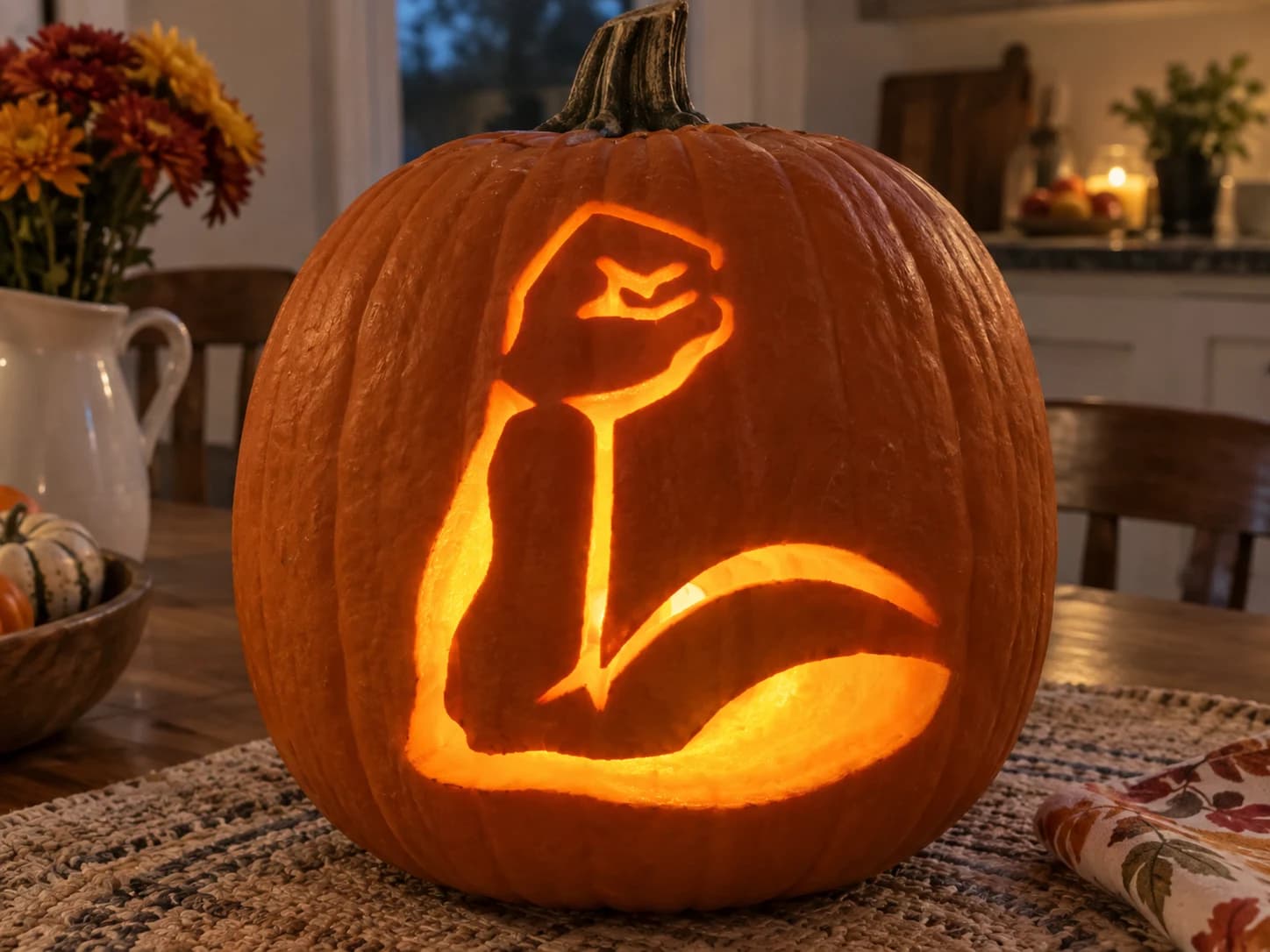 Flexed Bicep Emoji Pumpkin Stencil