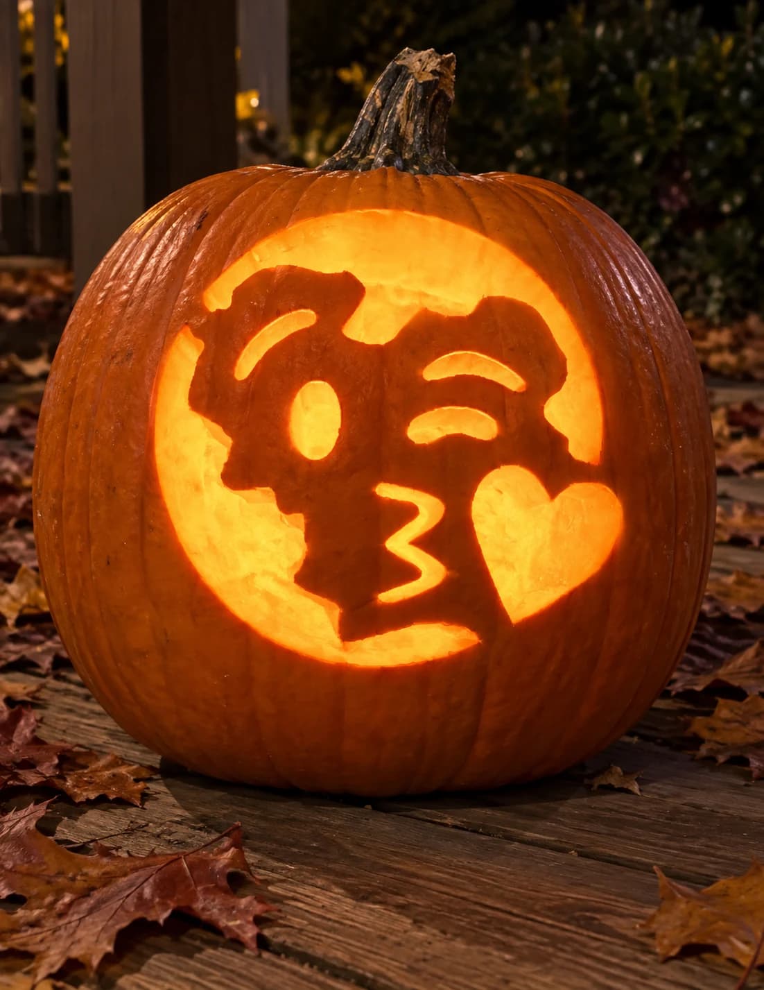 Kiss Emoji Pumpkin Stencil