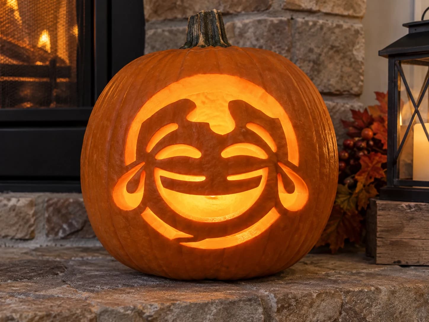 Tears of Joy Emoji Pumpkin Stencil pumpkin carving stencil