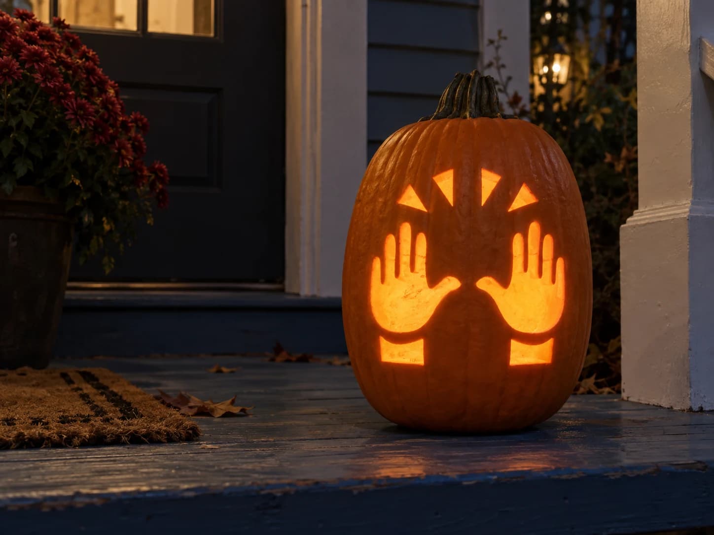 Raising Hands Emoji Pumpkin Stencil