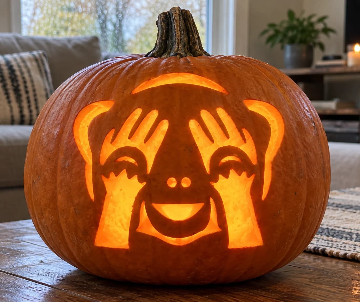 See-No-Evil Monkey Pumpkin Stencil