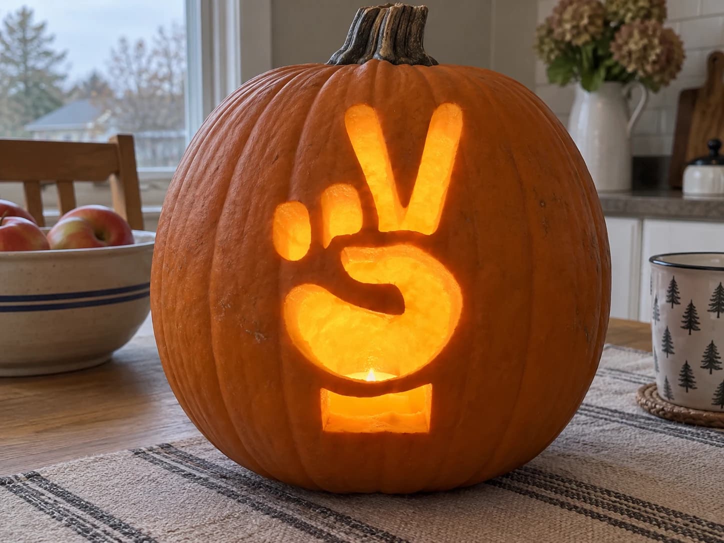 Peace Sign Hand Pumpkin Stencil