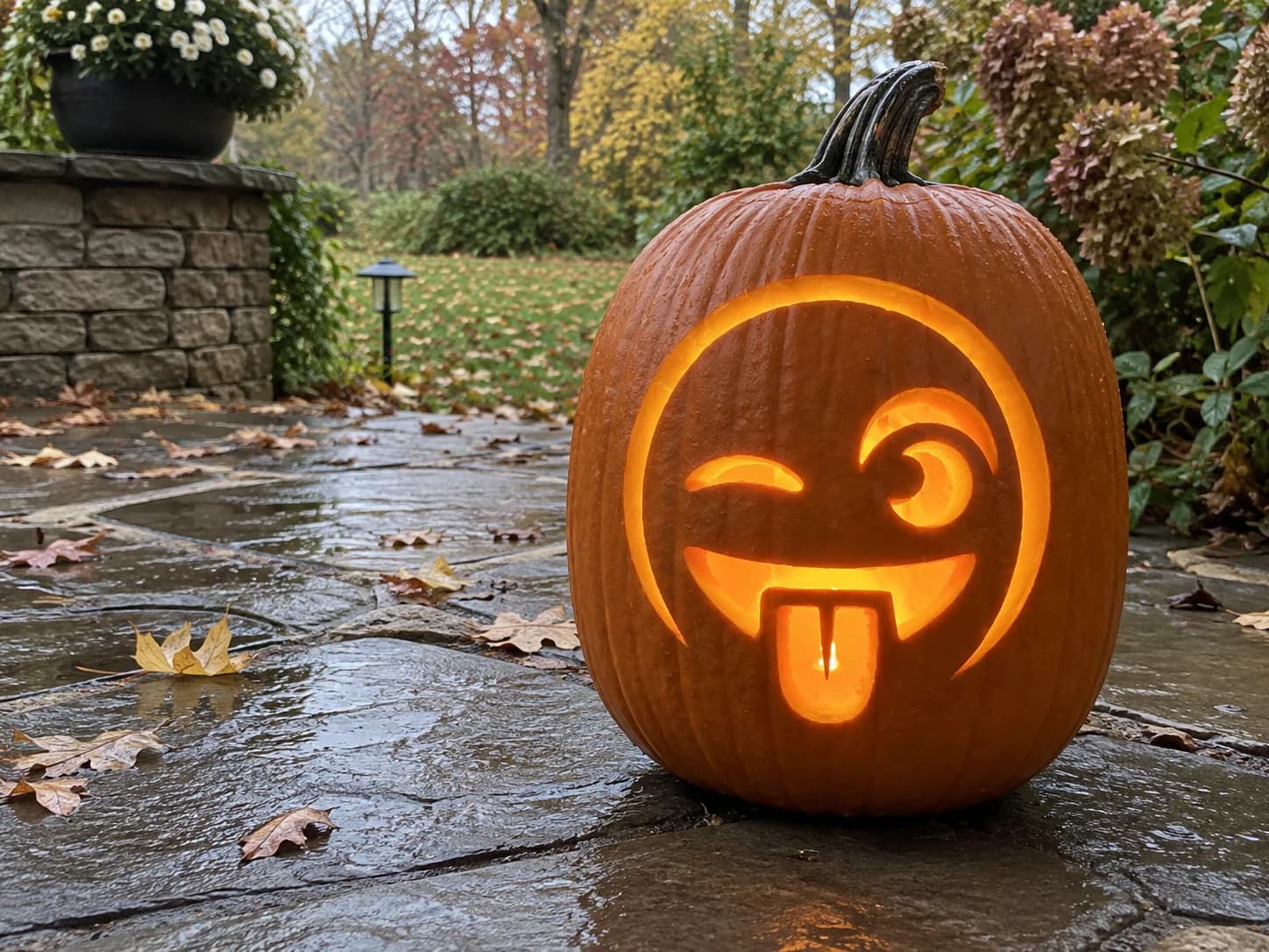 Winking Face Emoji Pumpkin Stencil pumpkin carving stencil