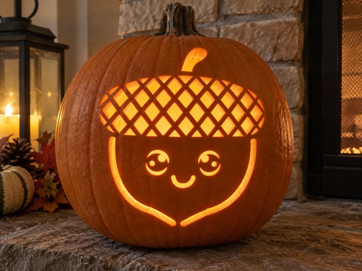 Kawaii Acorn Pumpkin Stencil