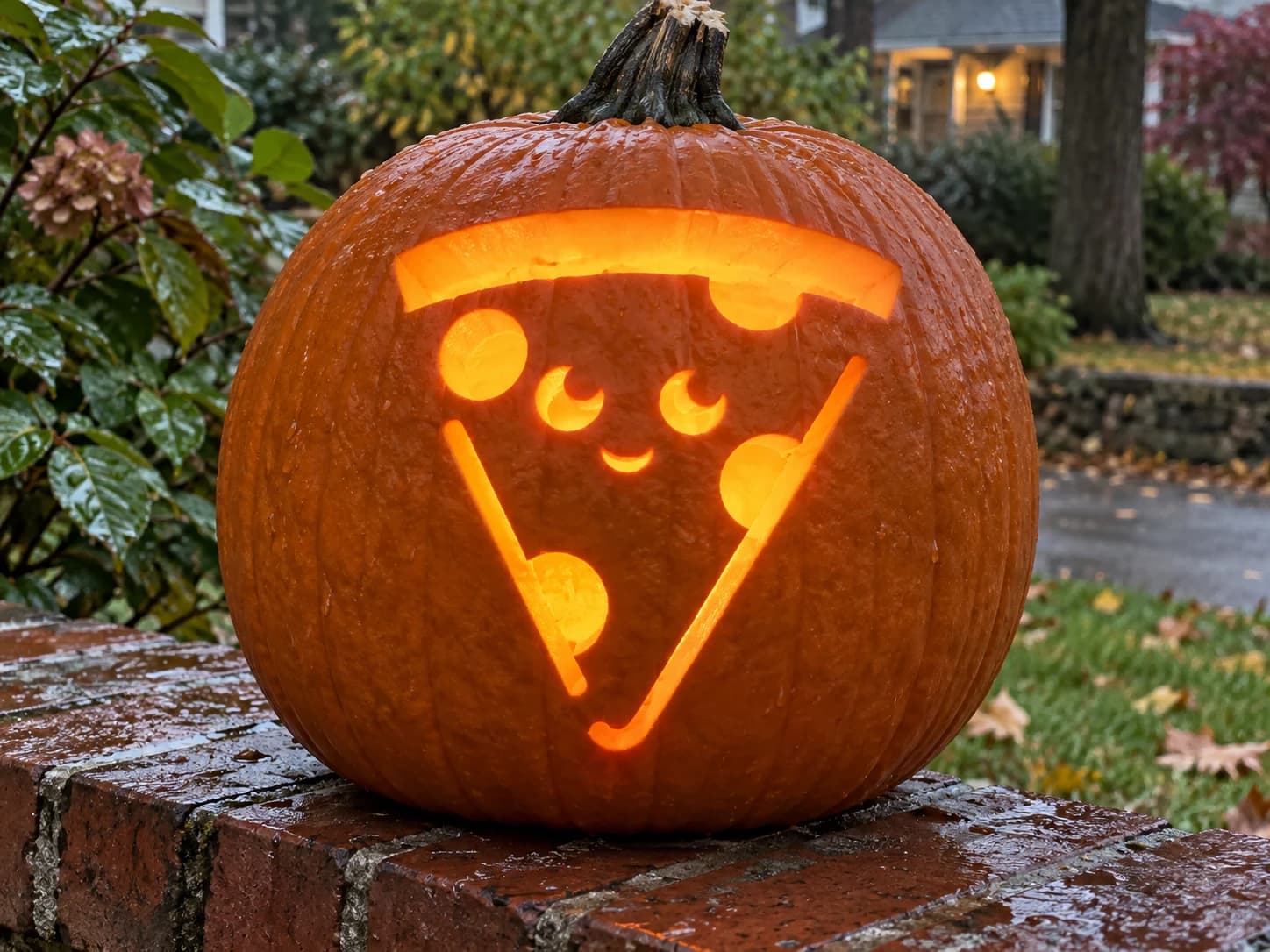 Kawaii Pizza Slice Pumpkin Stencil pumpkin carving stencil