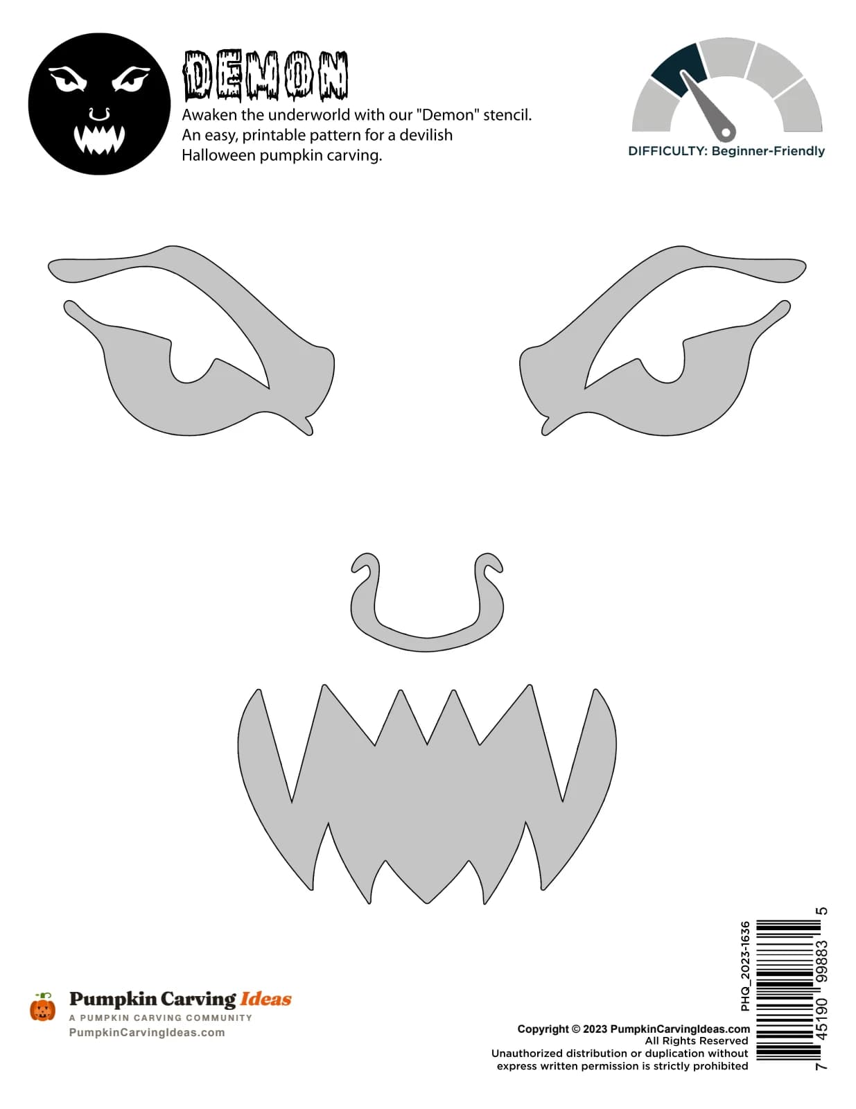 Demon Face printable pattern