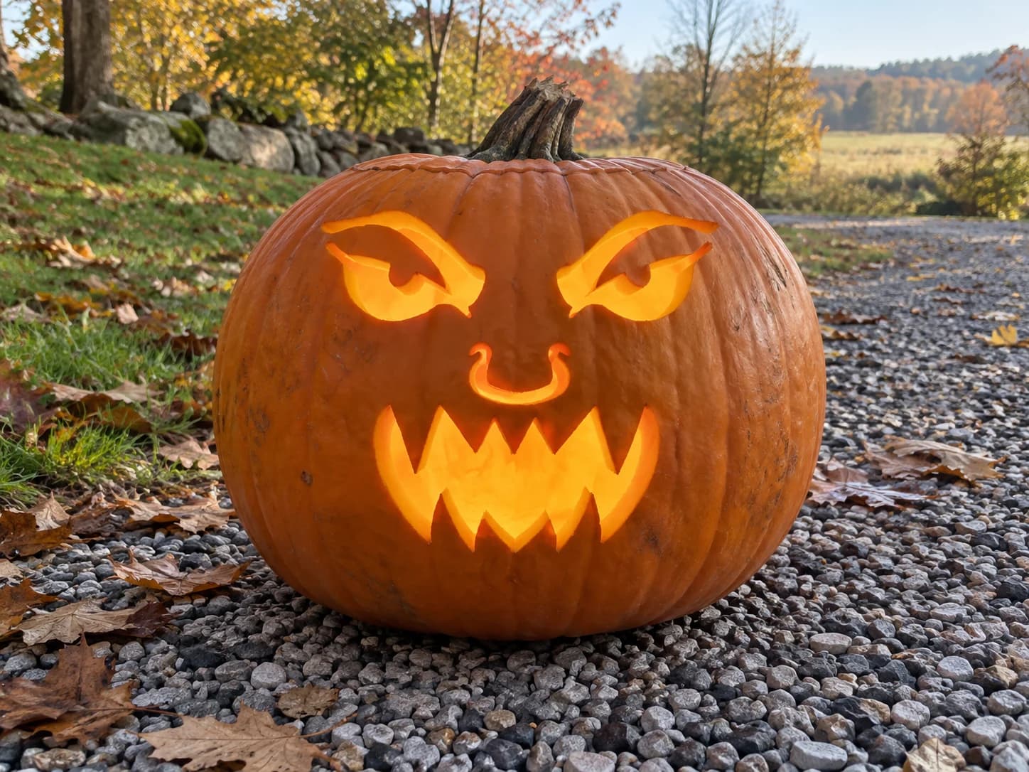 Demon Face Pumpkin Stencil