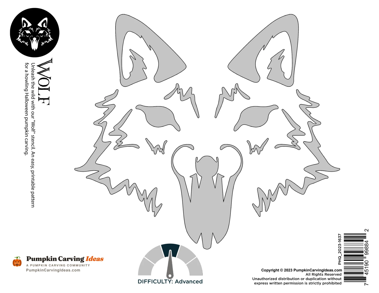 Snarling Wolf Face printable pattern