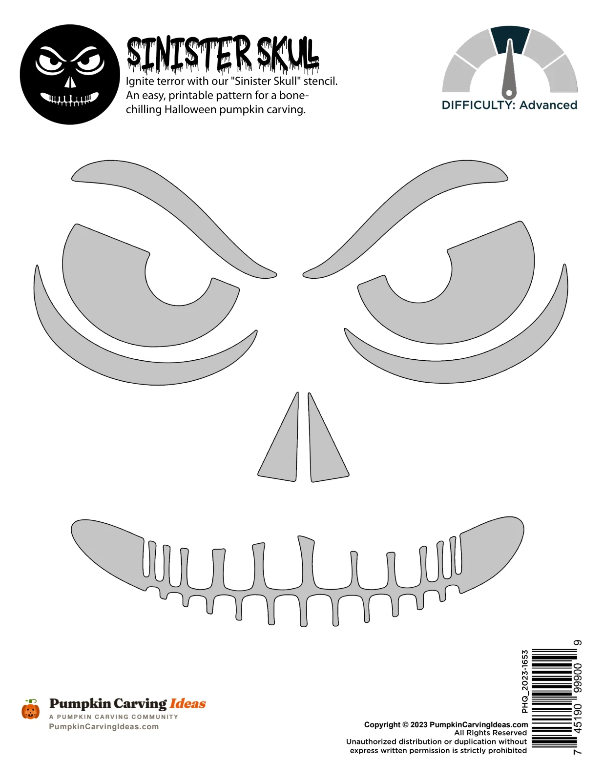 Sinister Skull Face printable pattern