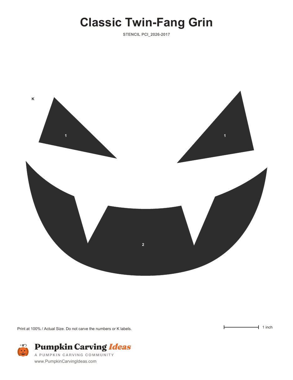 Classic Twin-Fang Grin printable pattern