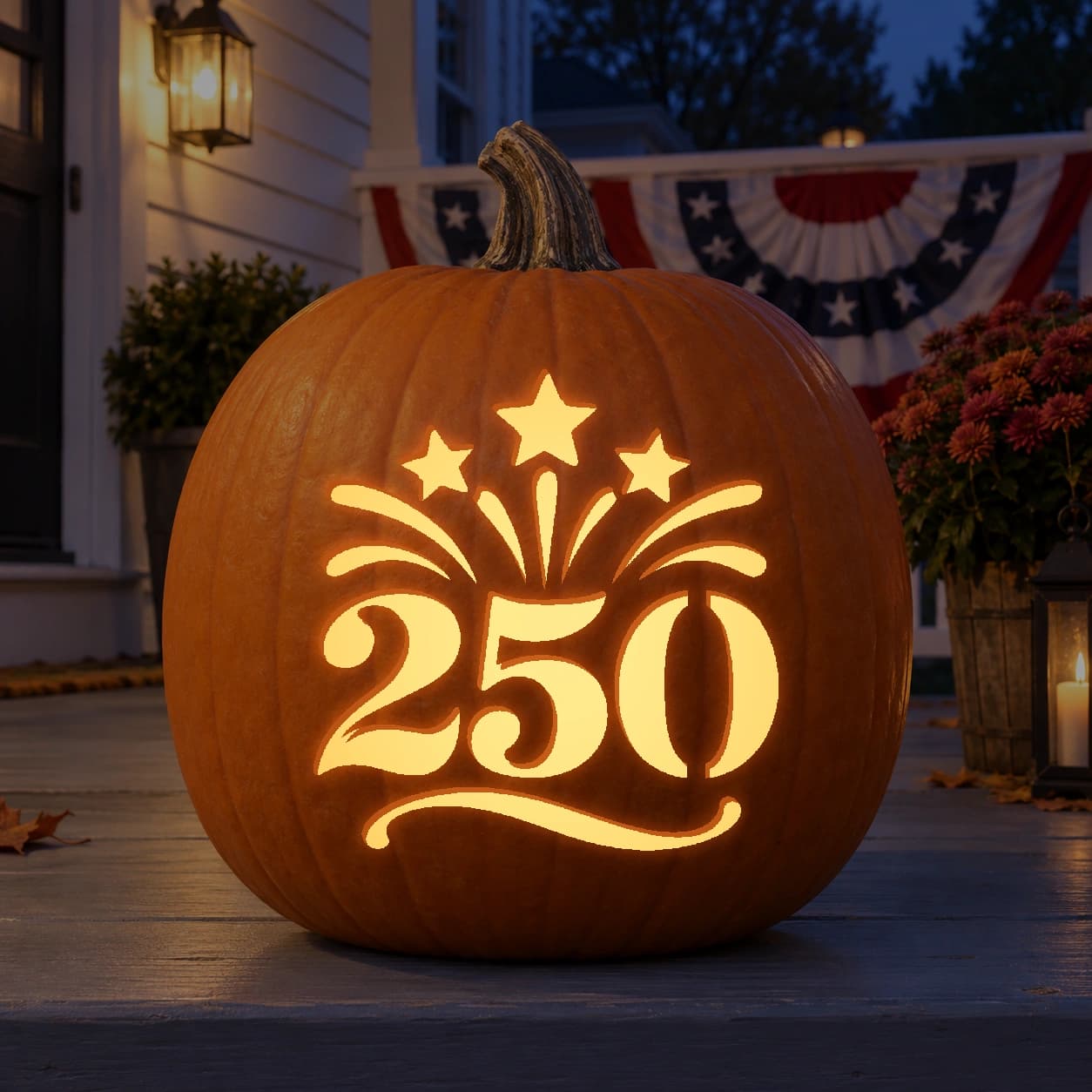 America 250 Starburst pumpkin stencil