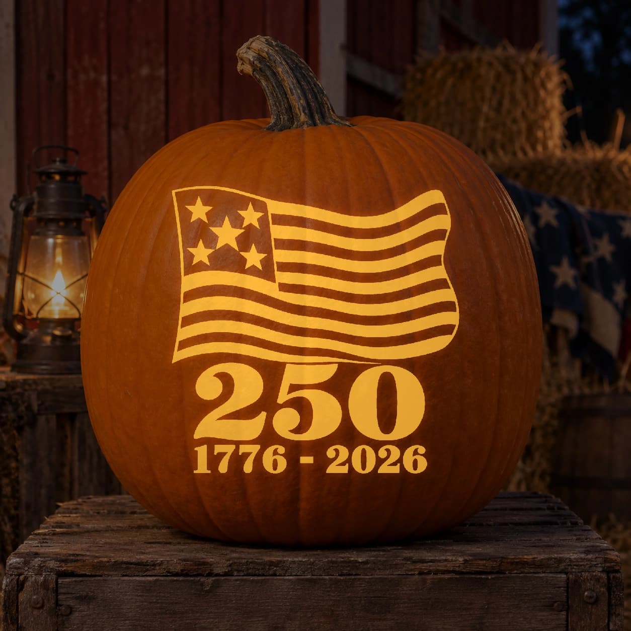 Stars and Stripes 250 pumpkin stencil