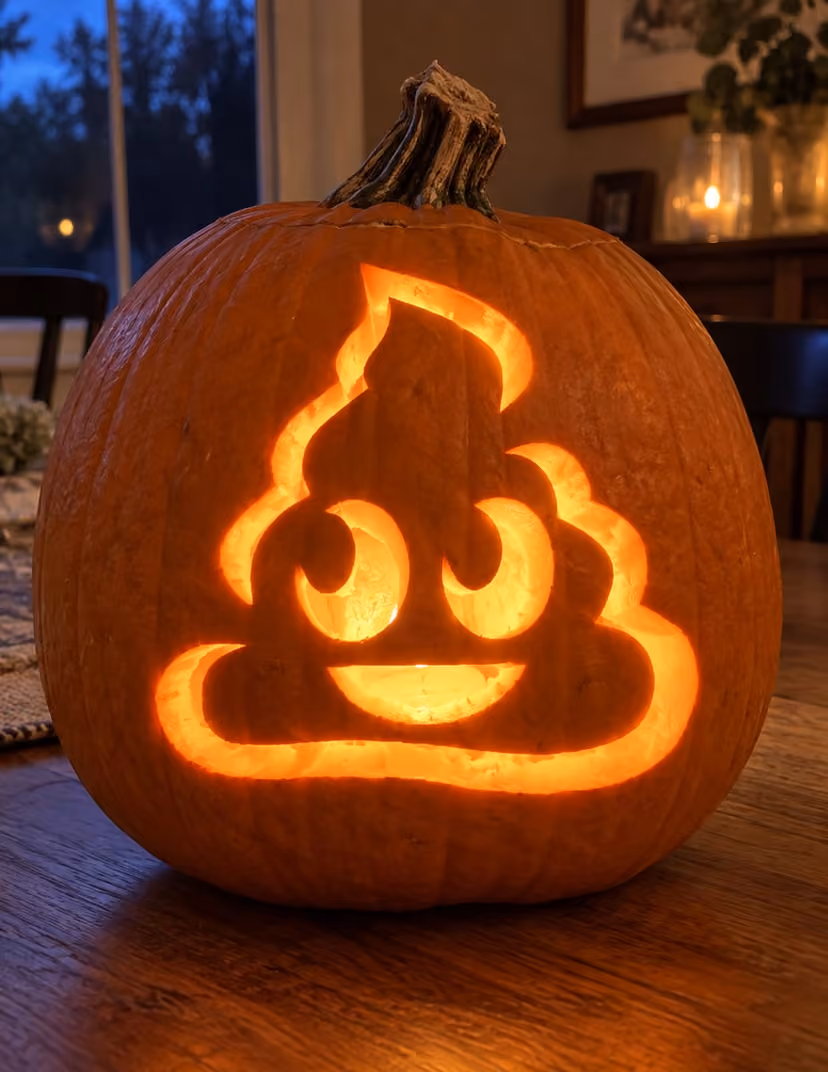 Pop Design Border Line Design Smiling Poop Emoji Pumpkin Carving Idea