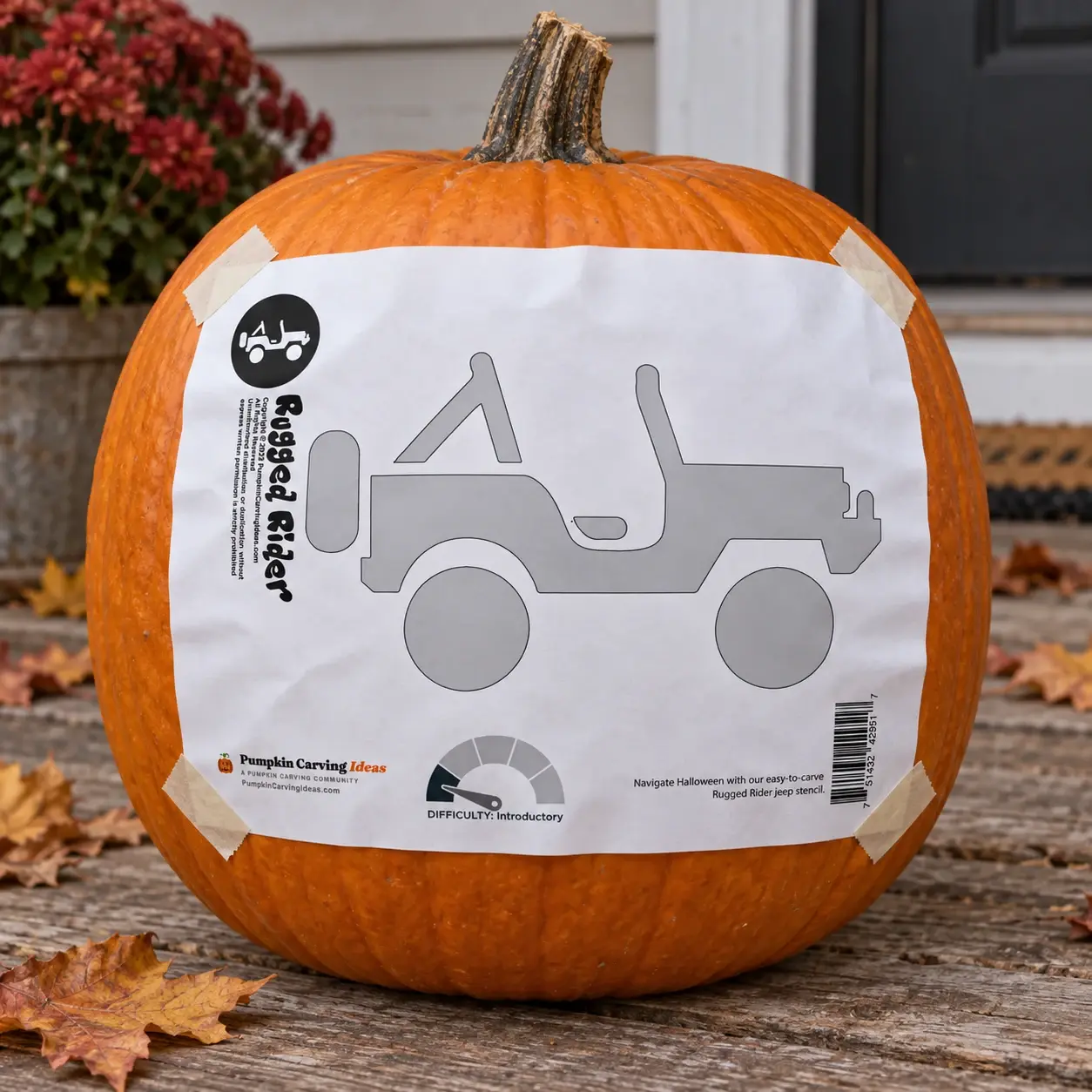 Punking Design Off-Road 4x4 Pumpkin Stencil | Off-Road Vehicle Carving