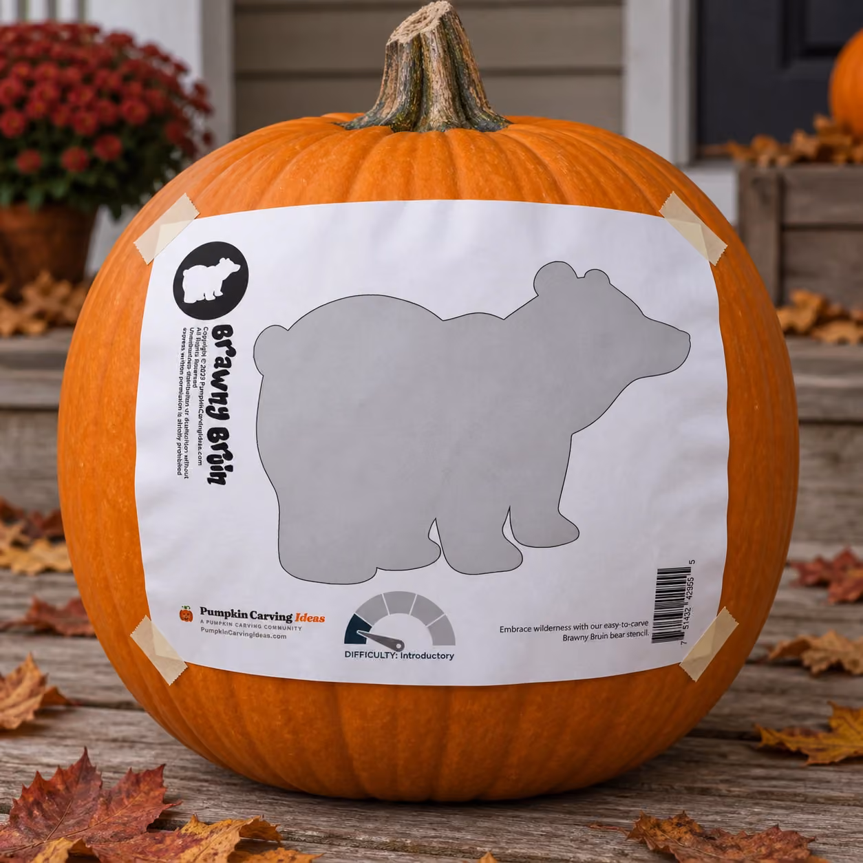 Bear Pumpkin Stencil | Easy Animal Jack-o-Lantern