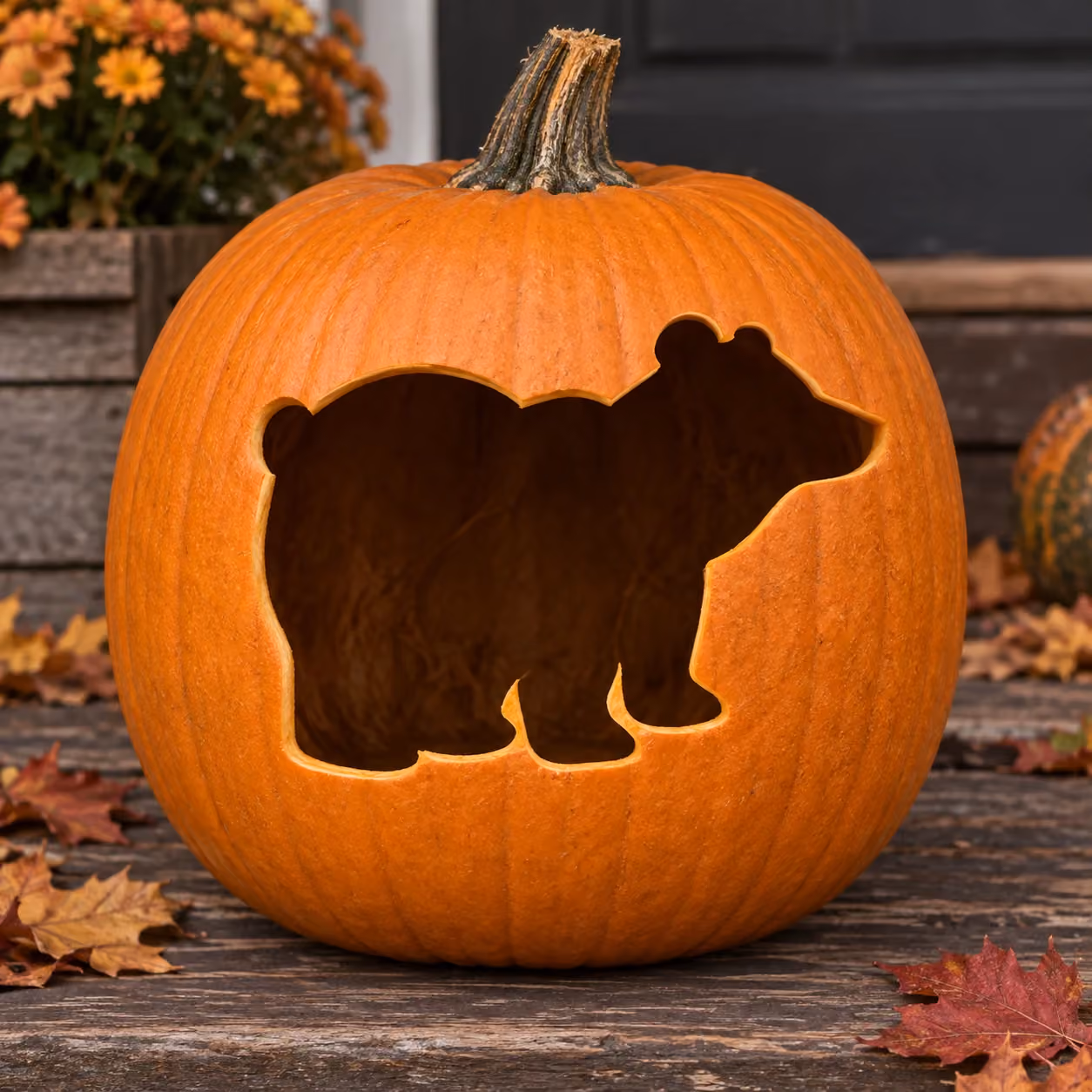 Bear Pumpkin Stencil | Easy Animal Jack-o-Lantern